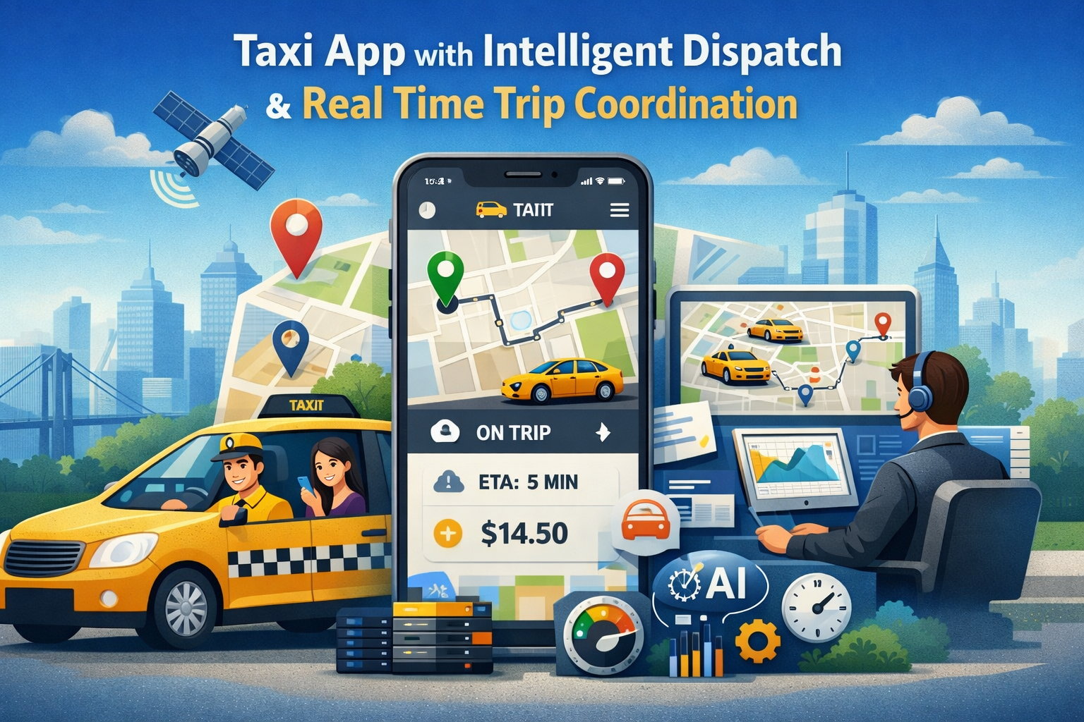 Taxi App with Intelligent Dispatch and Real Time Trip Coordination