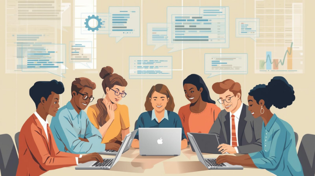 People actively participating in an online forum to solve problems.