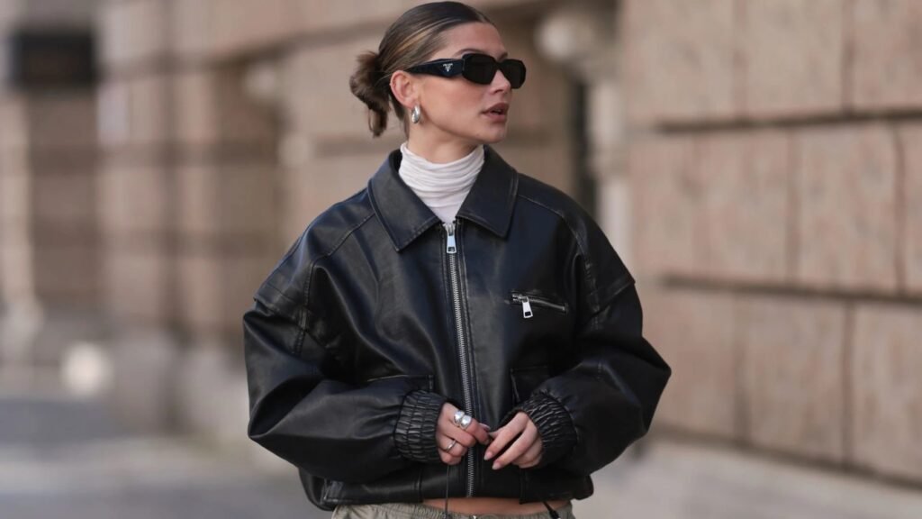 The Powerful Appeal of an Oversize Leather Bomber Jacket
