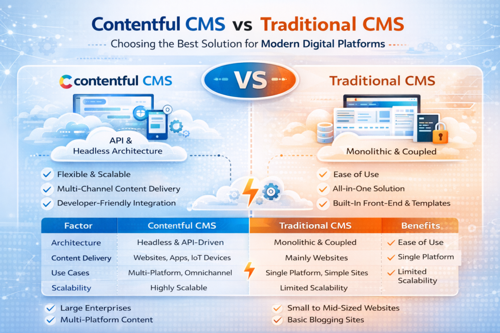 Contentful CMS vs Traditional CMS for Modern Digital Platforms Contentful CMS vs Traditional CMS for Modern Digital Platforms